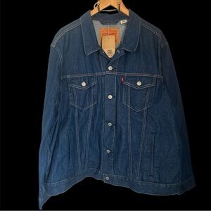NWT Levi's Trucker Denim Jean Jacket Men's XXL Dark Stonewash Blue